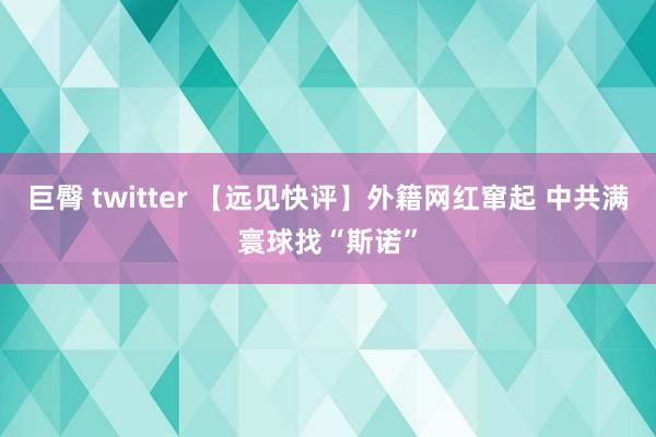 巨臀 twitter 【远见快评】外籍网红窜起 中共满寰球找“斯诺”