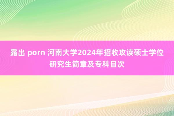 露出 porn 河南大学2024年招收攻读硕士学位研究生简章及专科目次