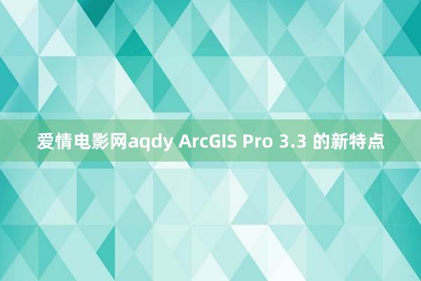 爱情电影网aqdy ArcGIS Pro 3.3 的新特点