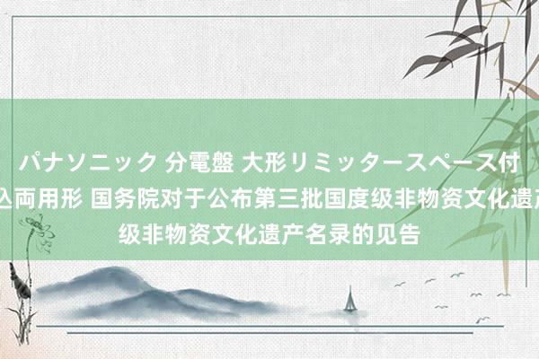 パナソニック 分電盤 大形リミッタースペース付 露出・半埋込両用形 国务院对于公布第三批国度级非物资文化遗产名录的见告