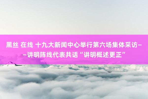 黑丝 在线 十九大新闻中心举行第六场集体采访——讲明阵线代表共话“讲明概述更正”